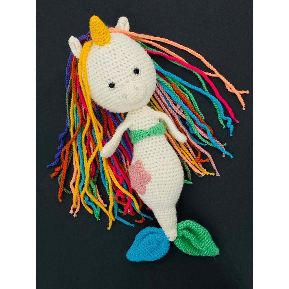 Handmade Crochet Mermicorn Plush Rainbow Unicorn Mermaid Amigurumi 18 Inch